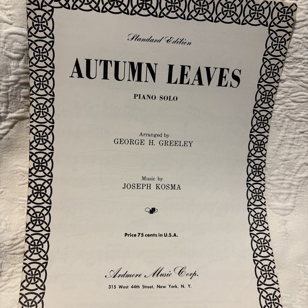 Autumn Leaves Piano Solo Sheet Music Joseph Kosma Ardmore Vintage - Picture 5 of 7